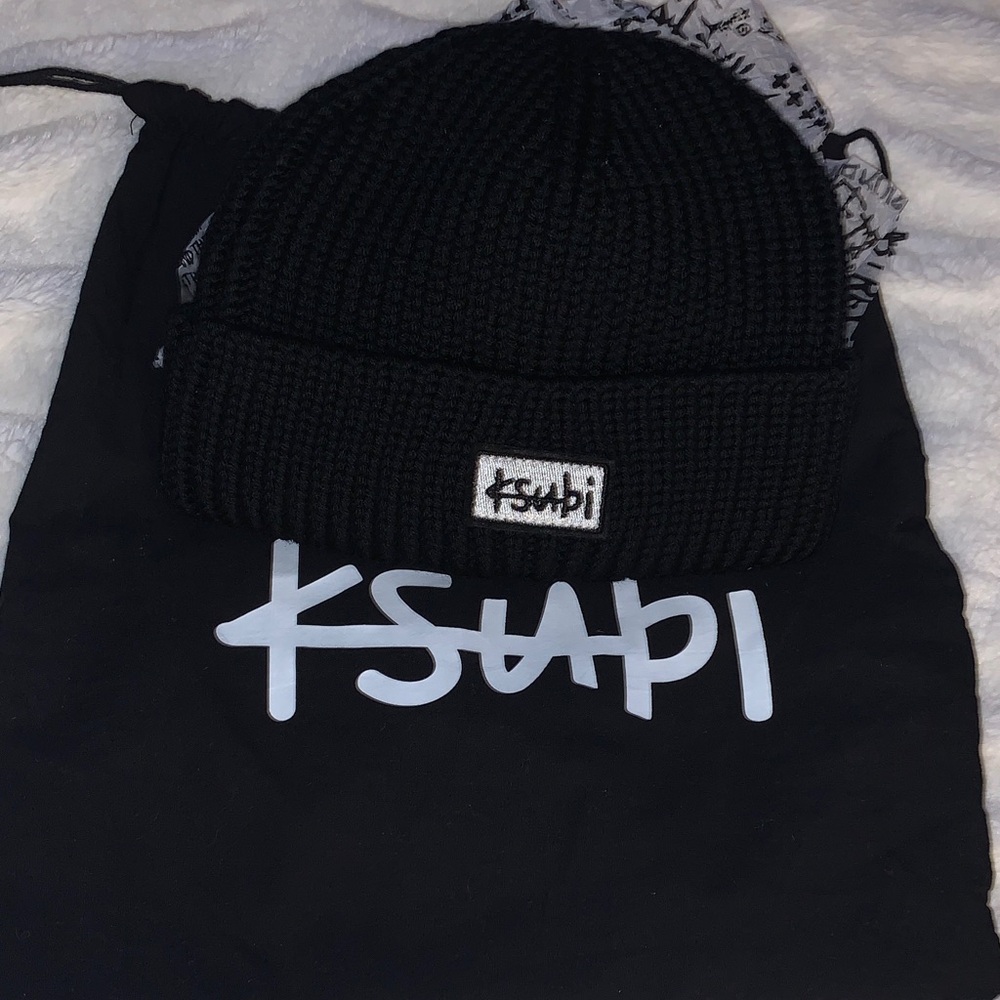 AUTHENTIC Ksubi Black Knit Beanie with Logo Patch